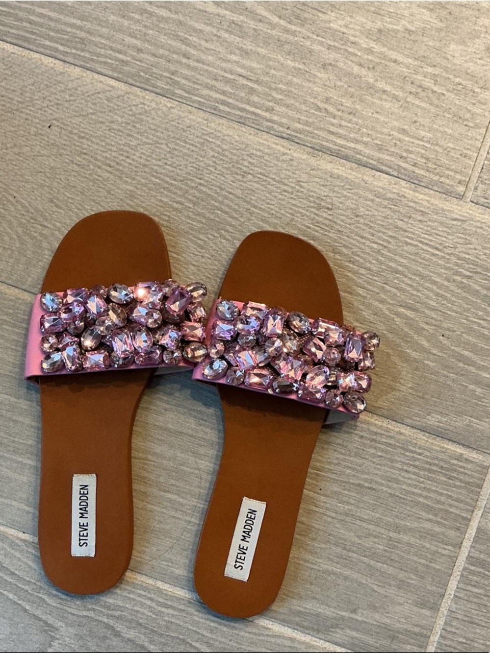 Steve Madden Brielle Pink Jeweled Slide Sandals Women’s Sz 9M - Picture 3 of 4